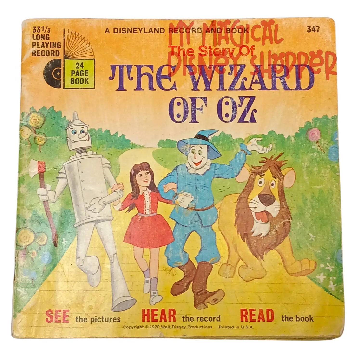 Vintage The Story of The Wizard of Oz - Book and 33-1/2 RPM Record (Disneyland Records)
