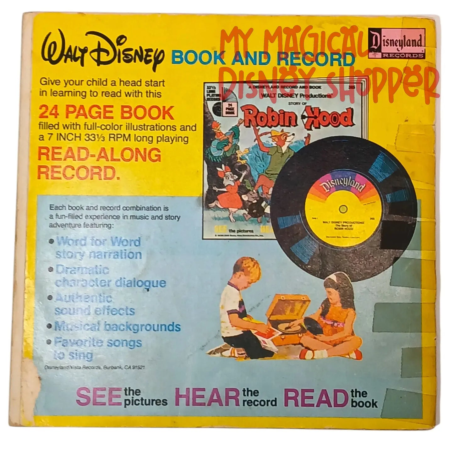 Vintage The Story of The Wizard of Oz - Book and 33-1/2 RPM Record (Disneyland Records)