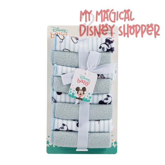 Blue Mickey Mouse 8pk Washcloth Set