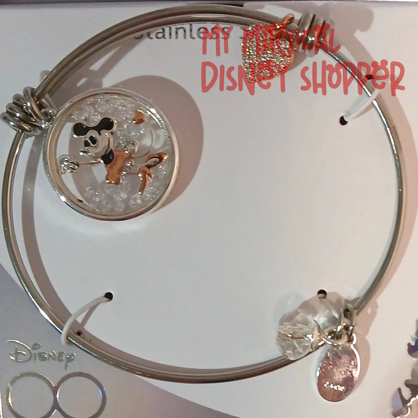 Silver Disney100 Bangle Minnie Mouse Charm Bracelet
