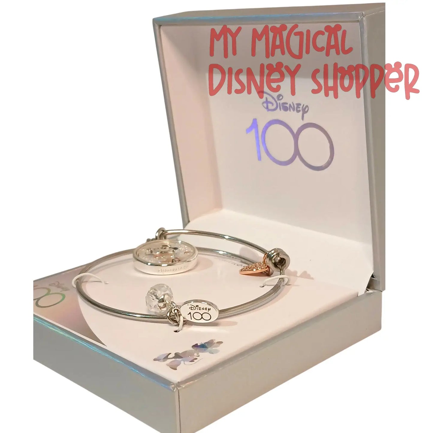 Silver Disney100 Bangle Minnie Mouse Charm Bracelet