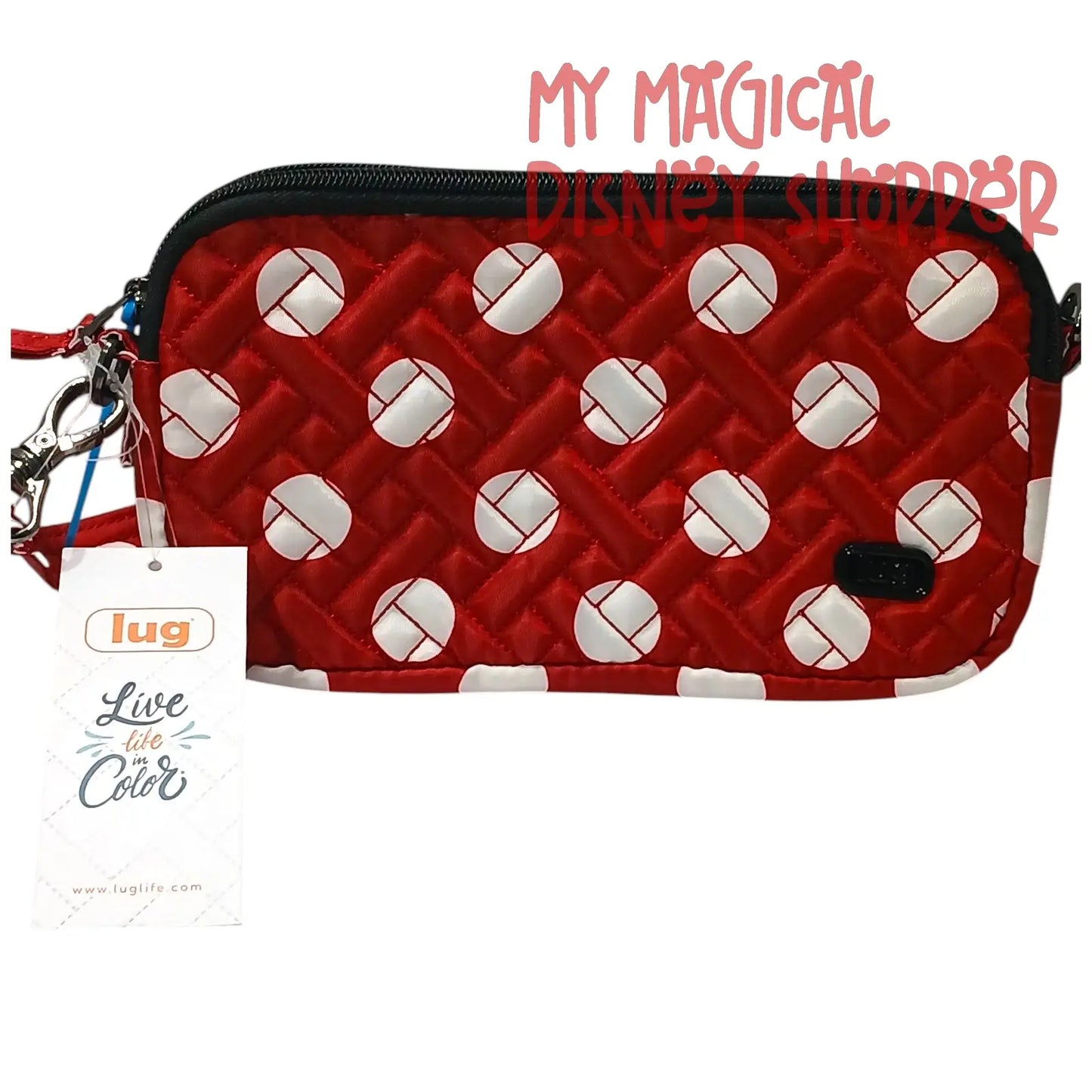 LUG Disney Coupe XL Convertible Crossbody Belt/Hip Bag Red & White Polka Dots