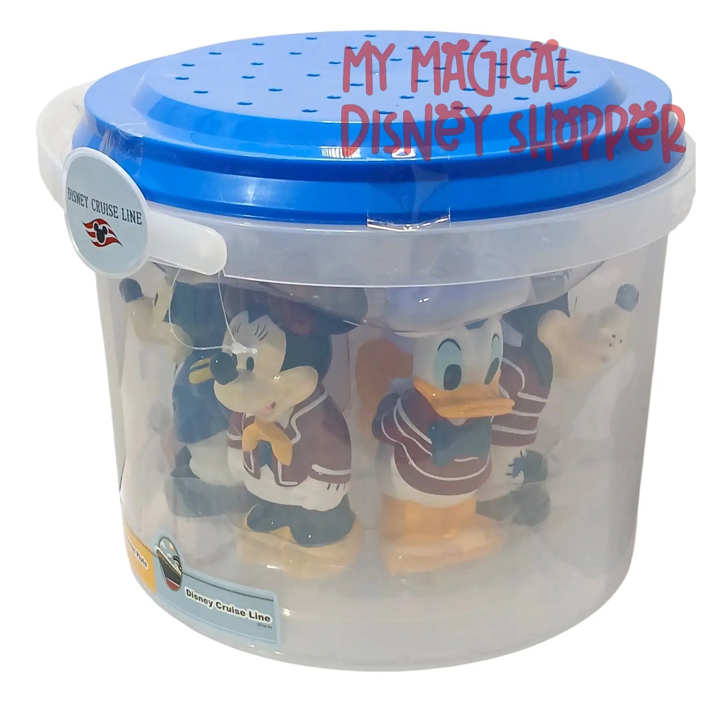 Disney Cruise Line Set of 6 Bath Toys with Bucket