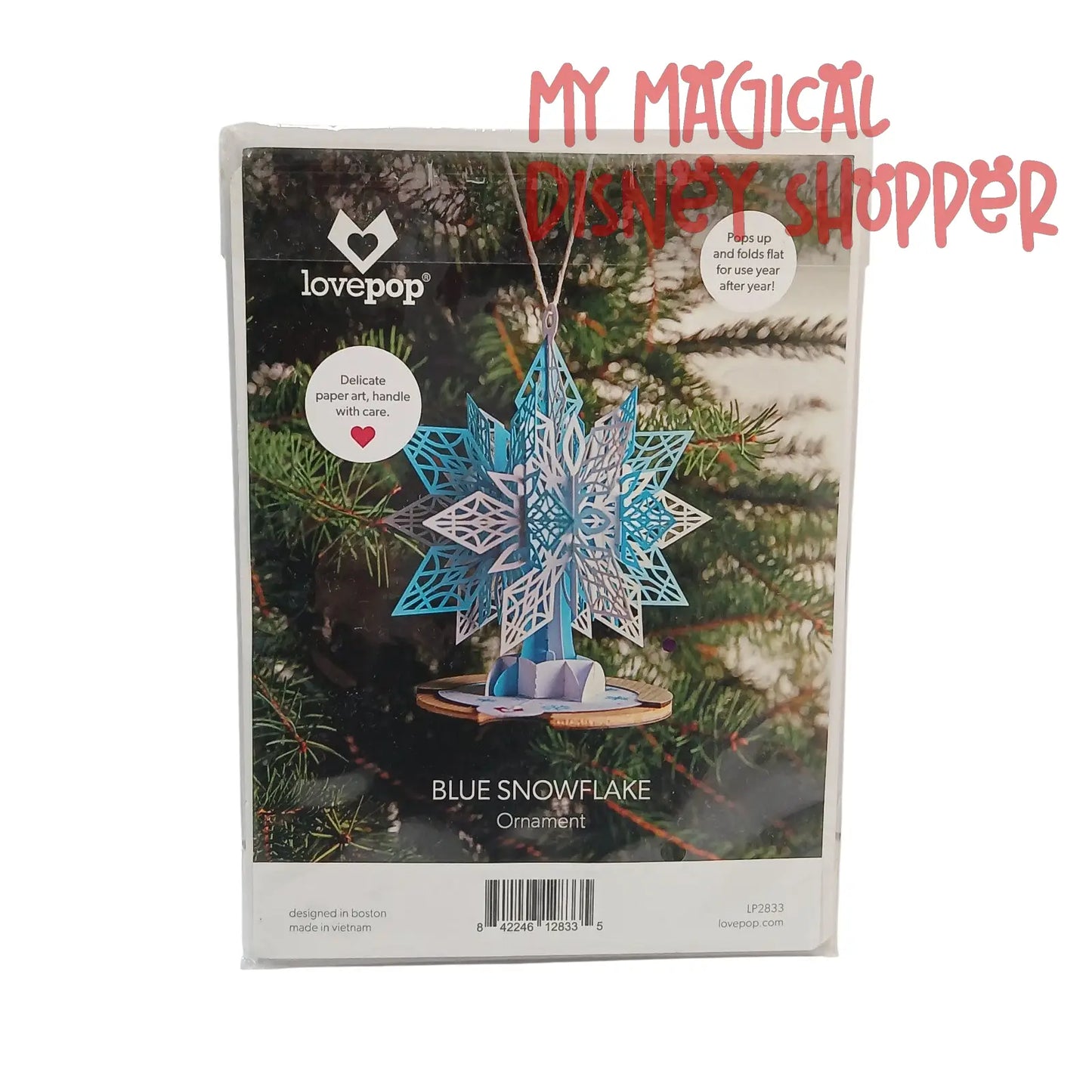 Lovepop Blue Snowflake Ornament