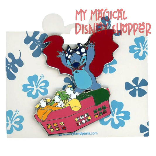 Disneyland Paris Stitch in Laundry Scaring Ducklings Pin