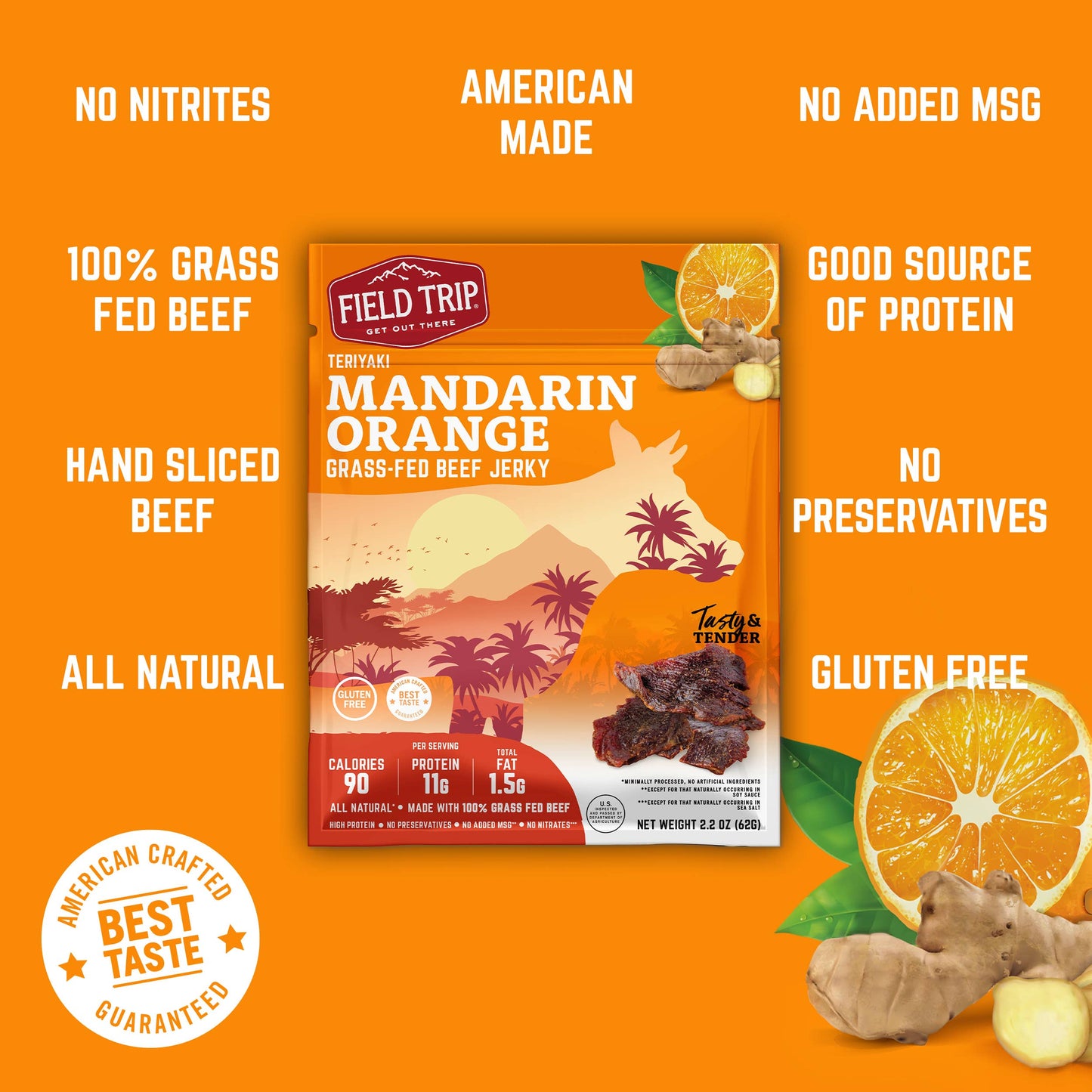 Mandarin Orange Teriyaki Beef Jerky (2.2oz)