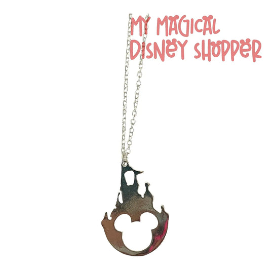 Cinderella Castle Pendant Silver Plated Stainless Steel Necklace