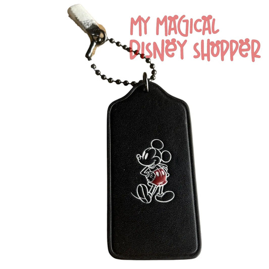 Coach X Disney Mickey Embossed Character Leather Hangtag (Black) [F59153]
