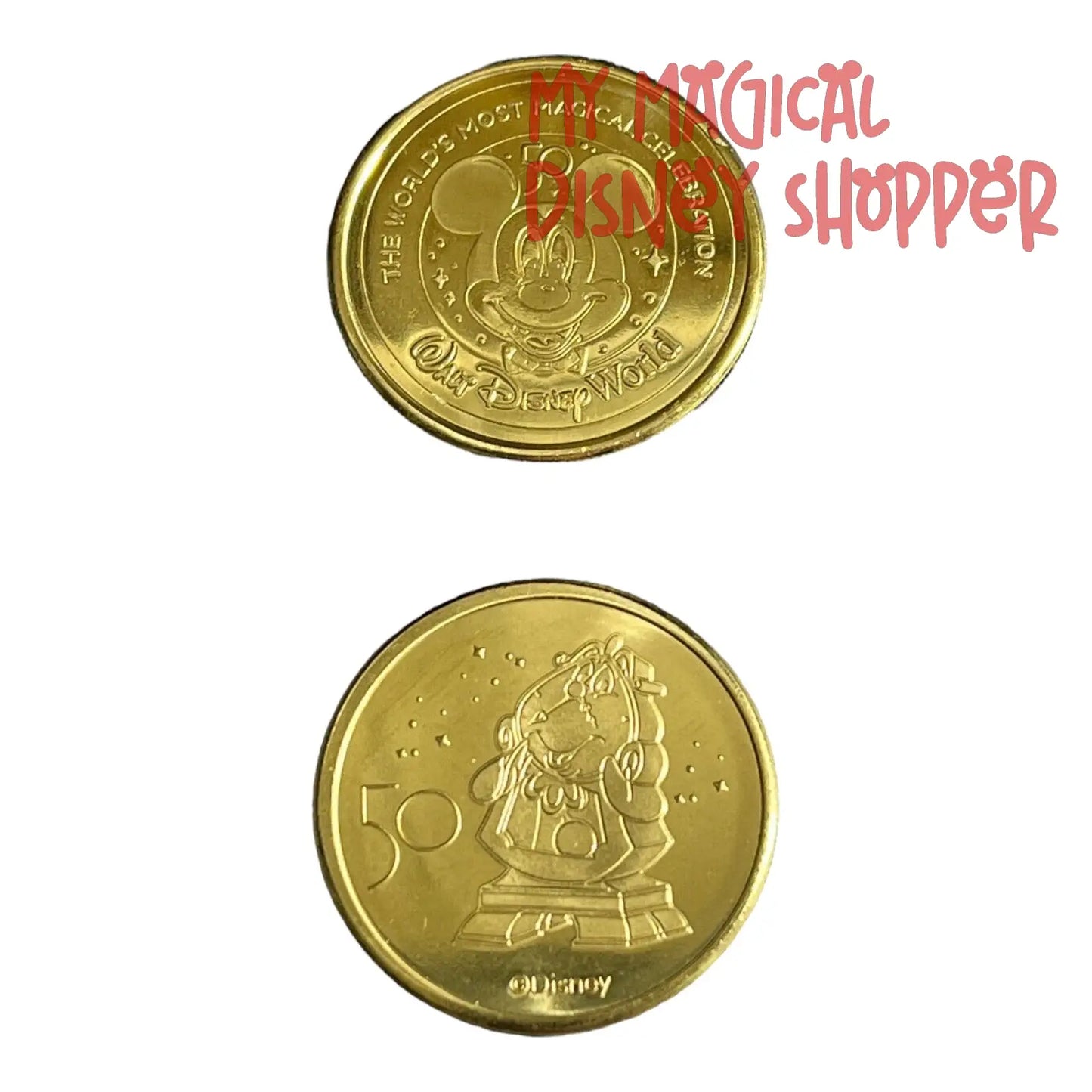 Cogsworth Walt Disney World 50th Gold Medallion