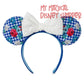 Cottage Floral Gingham With White Eyelet Bow Disney Minnie Ear Headband