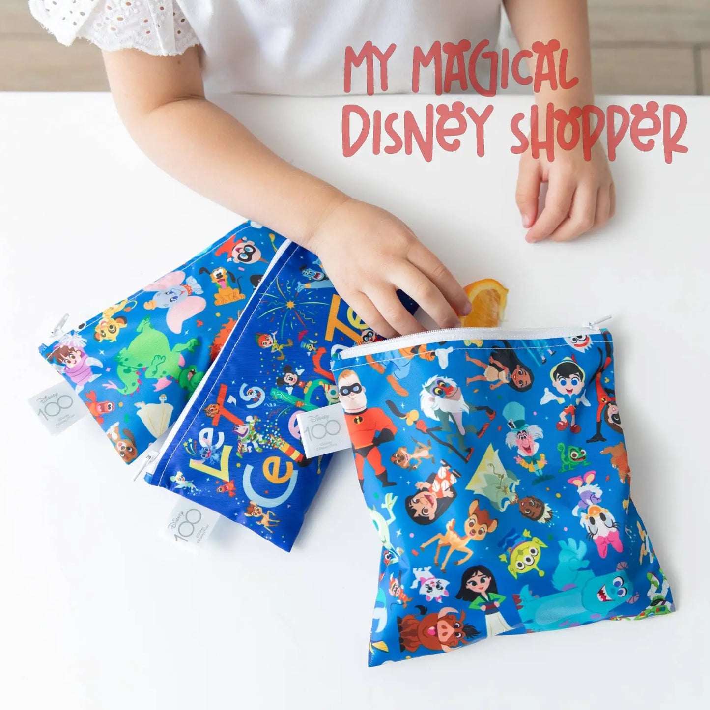 Disney 100 Years Celebration Reusable Snack Bag, 3-Pack