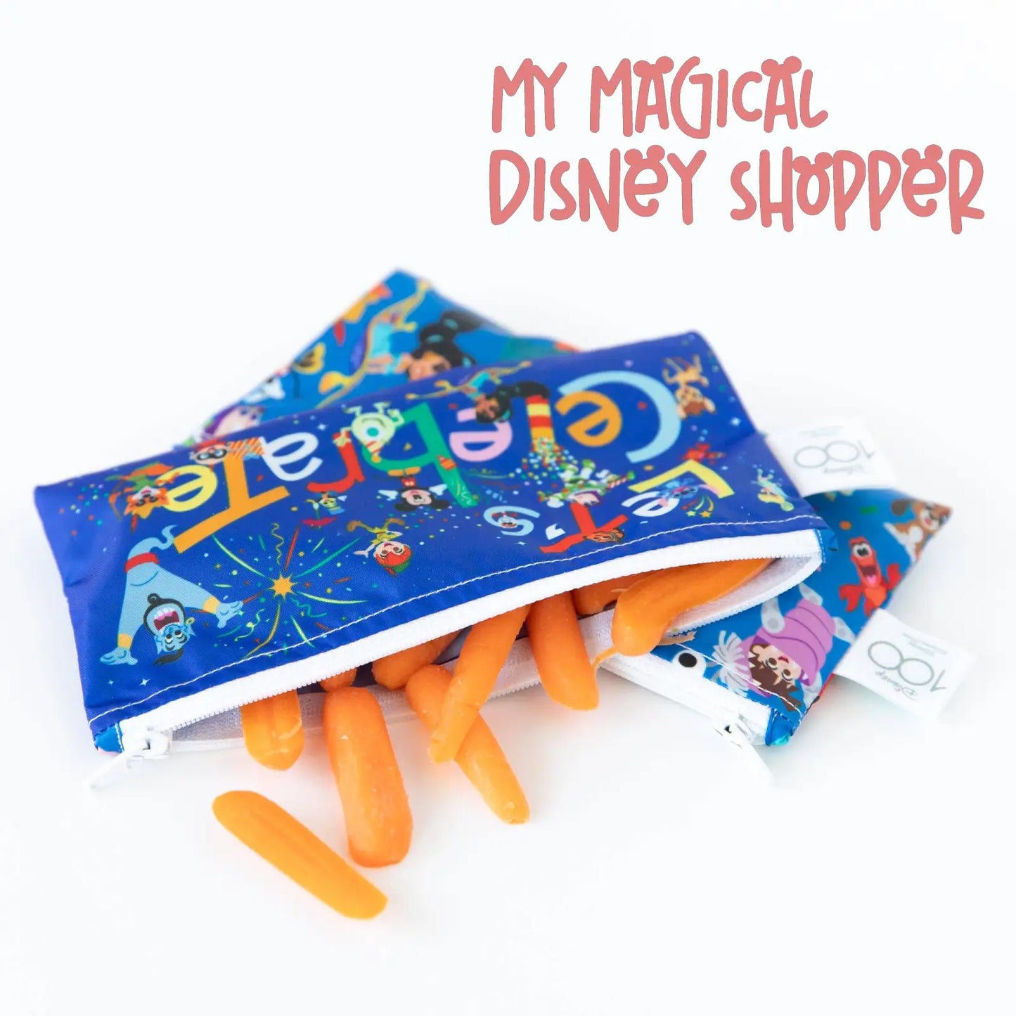 Disney 100 Years Celebration Reusable Snack Bag, 3-Pack