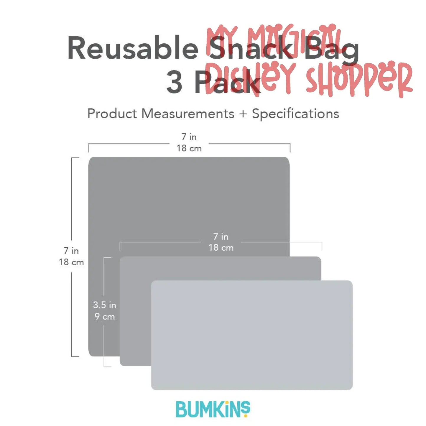 Disney 100 Years Celebration Reusable Snack Bag, 3-Pack