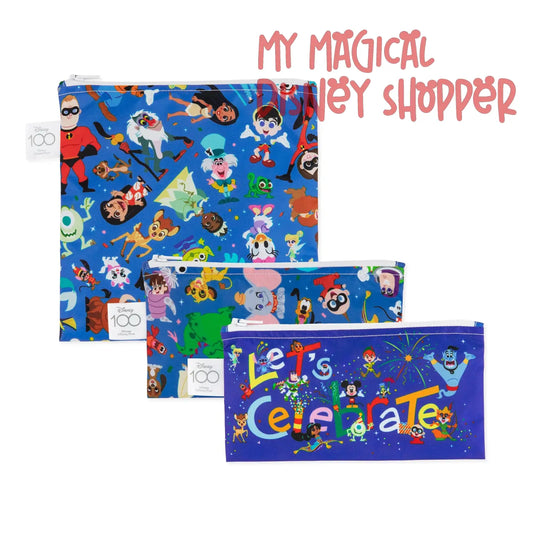 Disney 100 Years Celebration Reusable Snack Bag, 3-Pack
