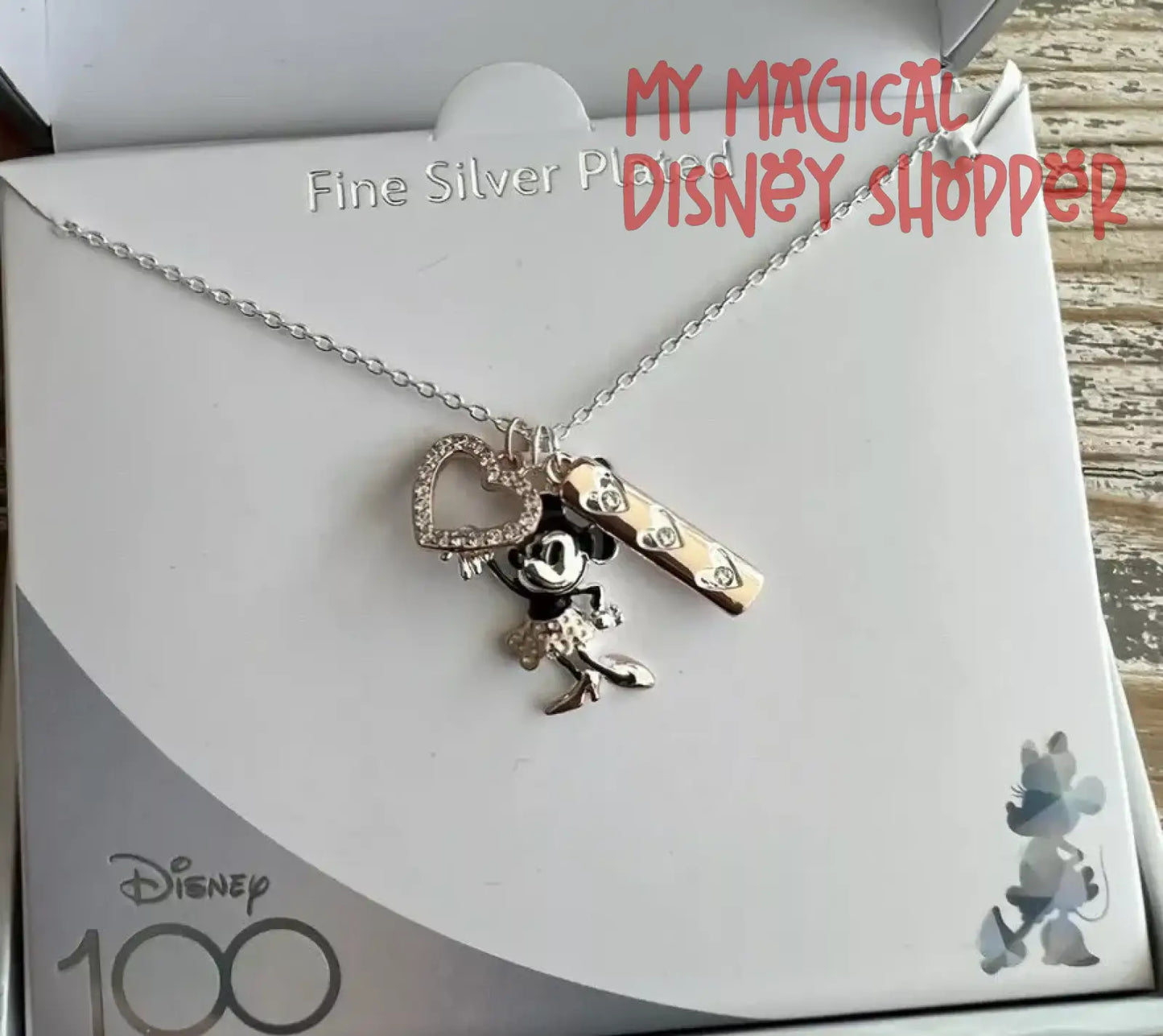 Disney 100th Year Anniversary Minnie Mouse Fine Silver Plated Necklace