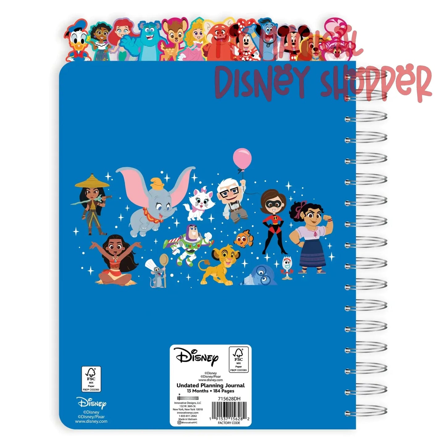 Disney 13-Month Undated Planner with Tabs, 184 Pages