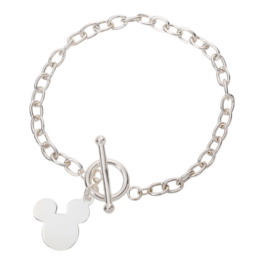 Women's Metallic Mickey Mouse Charm Toggle Bracelet In Sterling Silver
