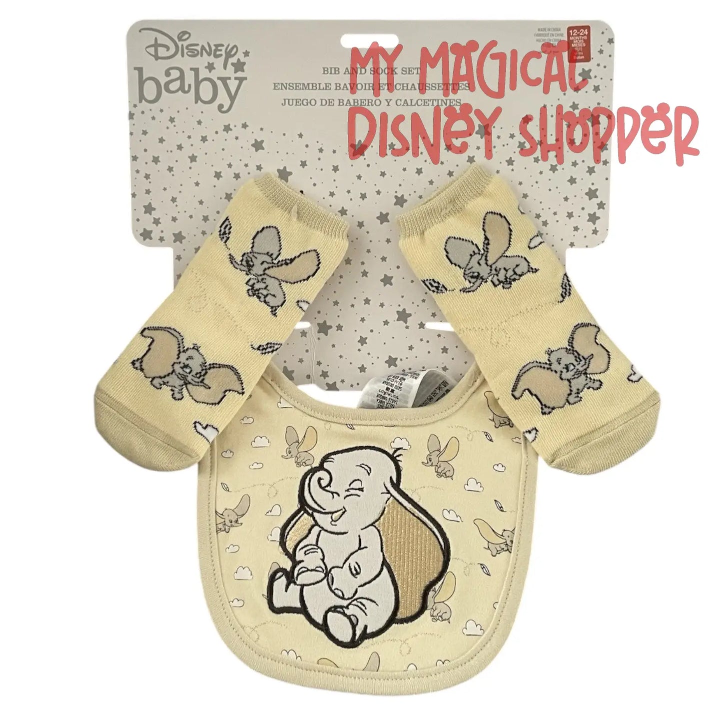Disney Baby Dumbo the Elephant Bib & Sock Set Size 12-24 Months