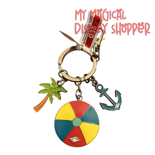 Disney Cruise Line Castaway Cay Beach Ball Dangle Keychain