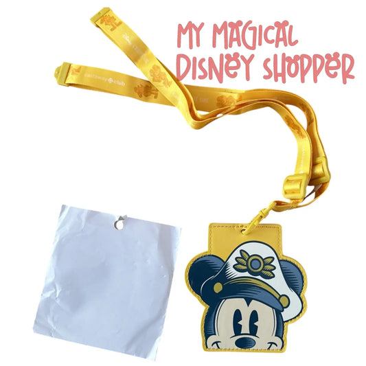 Disney Cruise Line Castaway Club Gold Captain Mickey Lanyard & ID Holder