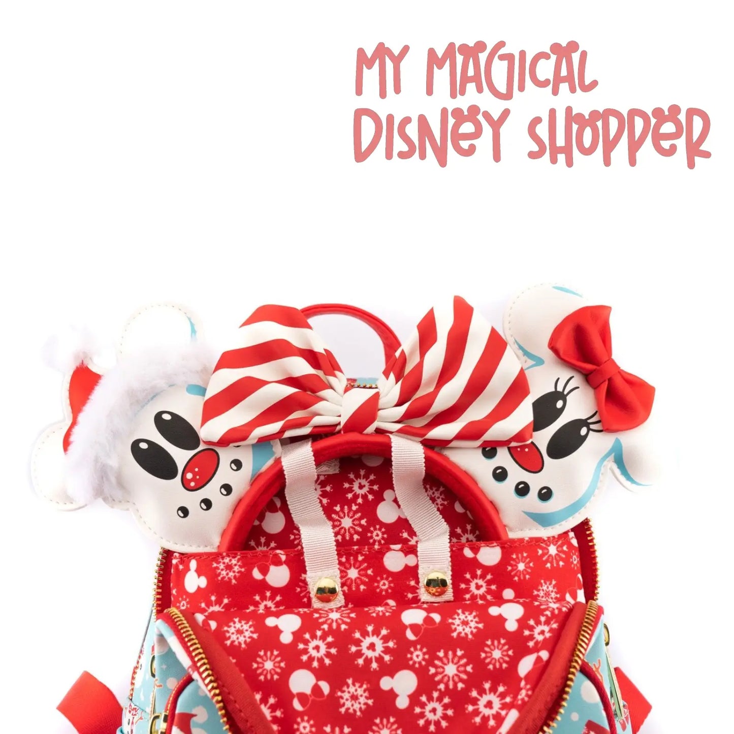 Disney Loungefly Mini Backpack - Snowman Mickey And Minnie Mouse Mini Backpack With Ears Headband