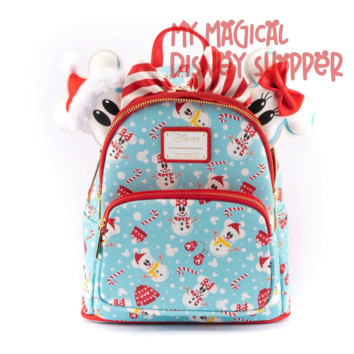 Disney Loungefly Mini Backpack - Snowman Mickey And Minnie Mouse Mini Backpack With Ears Headband