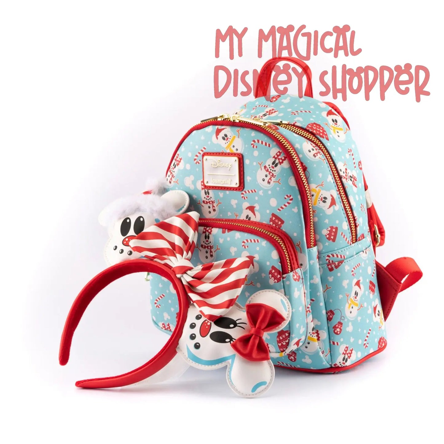 Disney Loungefly Mini Backpack - Snowman Mickey And Minnie Mouse Mini Backpack With Ears Headband