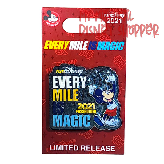 Disney Mickey Every Mile Is Magic RunDisney 2021 Passholder Pin - Limited Release
