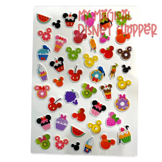 Disney Mickey Icon Fruit Puffy Stickers - 30 Count
