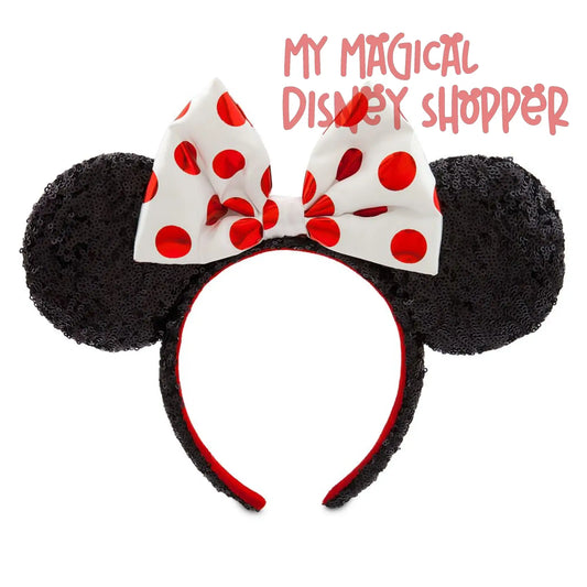 Disney Minnie Ears Headband - Red And White Minnie Polka Dot Bow