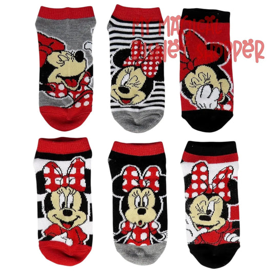 🧦 Disney Minnie Mouse Ankle Socks – 5-Pack (Kids Size 7–10)
