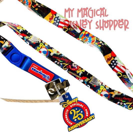 Disney Parks 25th Anniversary Pin Trading Reversible Lanyard