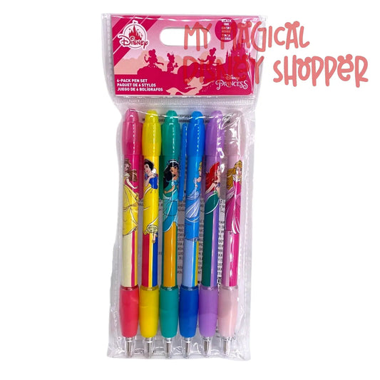 Disney Parks 6 Pack of Princess Pens- Black Ink