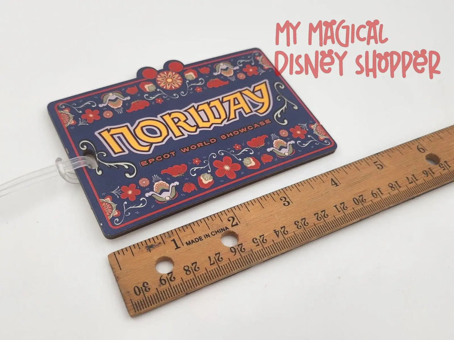 Disney Parks Epcot World Showcase Norway Wooden Luggage Tag