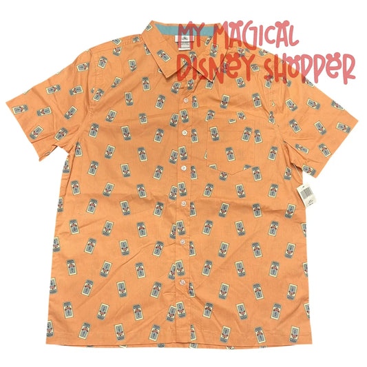 Disney Parks Main Street USA Trash Can Button Down Size XL