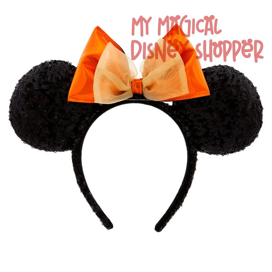 Metallic Halloween Orange Bow Disney Parks Minnie Ears Headband - 2023