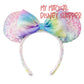 Disney Parks Pastel Rainbow Sequin Minnie Ears