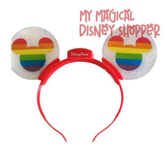Disney Parks Rainbow Pride 2018 Mickey Light Up Headband Ears LED