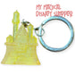 Disney Parks Yellow Glitter Keychain Magic Kingdom Cinderella's Castle 3D