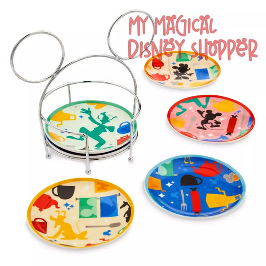 Disney Plates and Caddy - Mousewares Mickey and Friends Tidbit Plates and Caddy