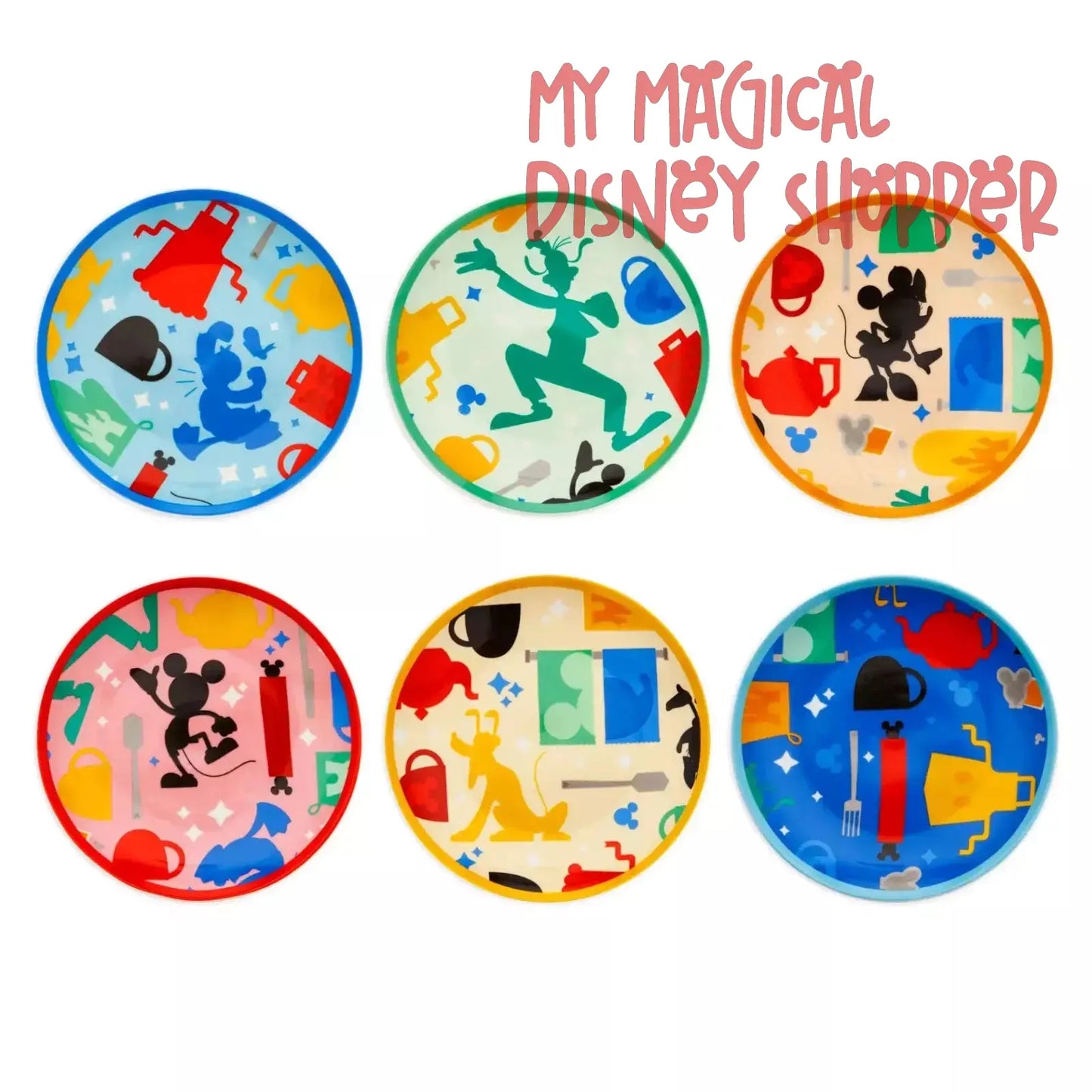 Disney Plates and Caddy - Mousewares Mickey and Friends Tidbit Plates and Caddy