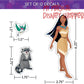 Disney Princess Waterproof Decals - Pocahontas, Cinderella, Snow White, Mulan - Set of 12