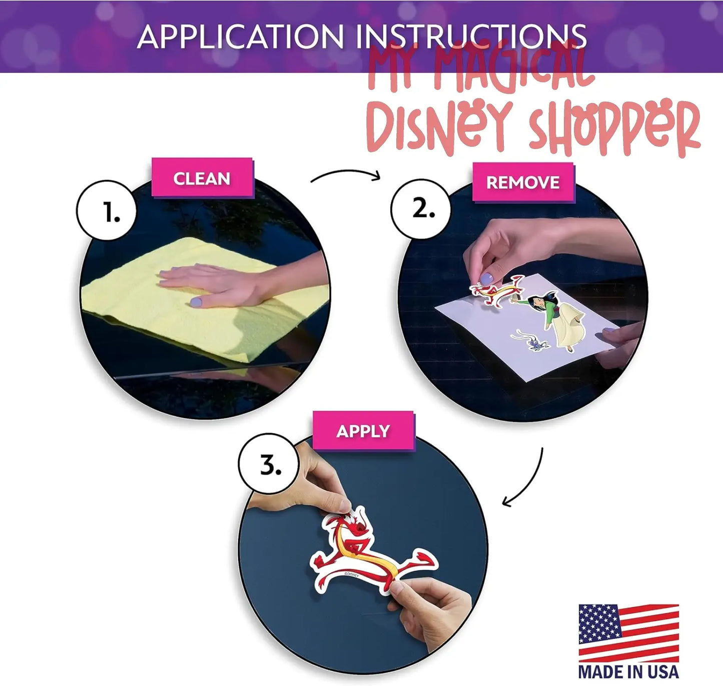 Disney Princess Waterproof Decals - Pocahontas, Cinderella, Snow White, Mulan - Set of 12