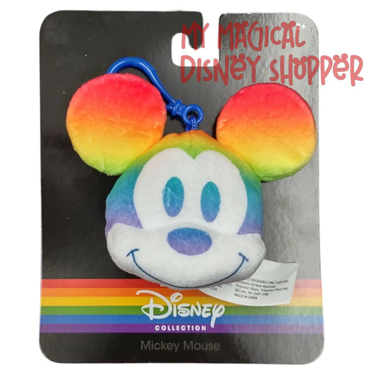 Disney Rainbow Collection Mickey Mouse Plush Backpack Keychain Clip-on Hanger