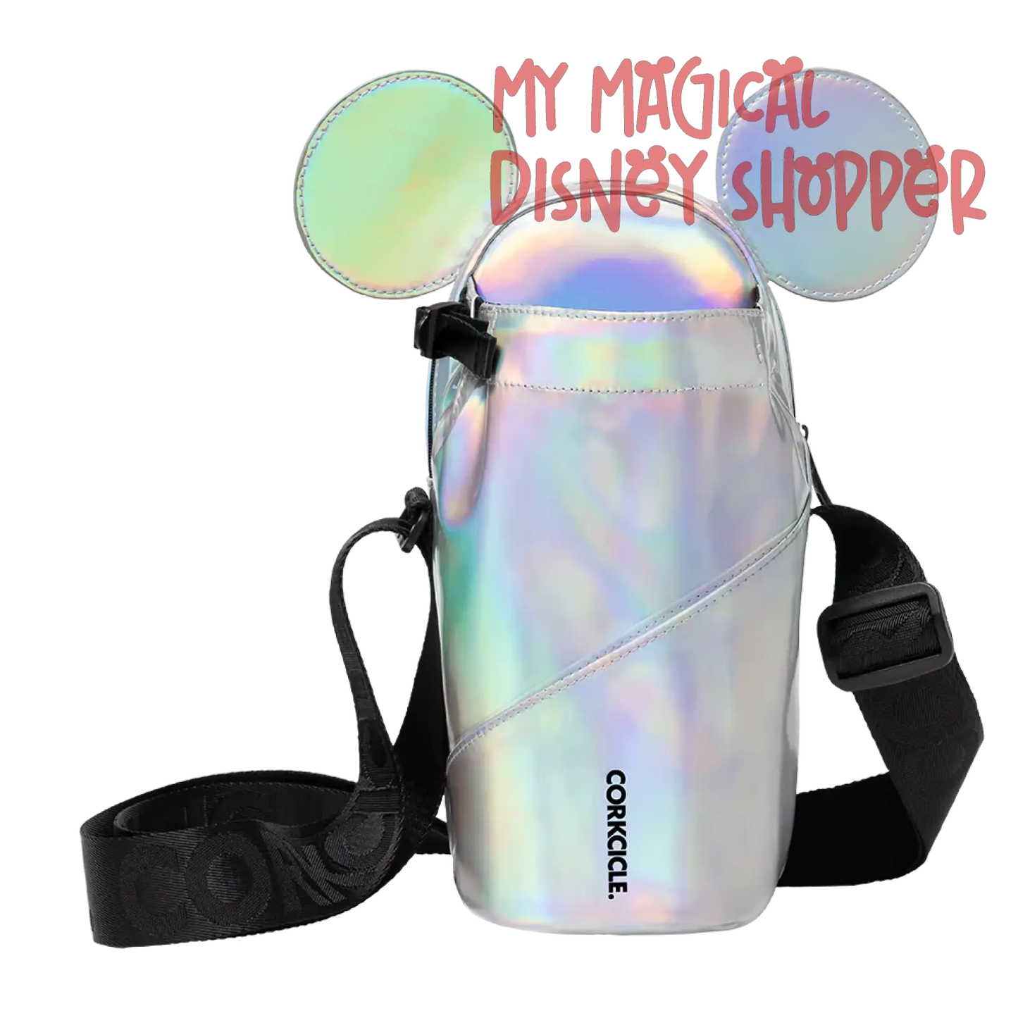 Disney Sling Silver Prismatic Crossbody Water Bottle Sling Bag