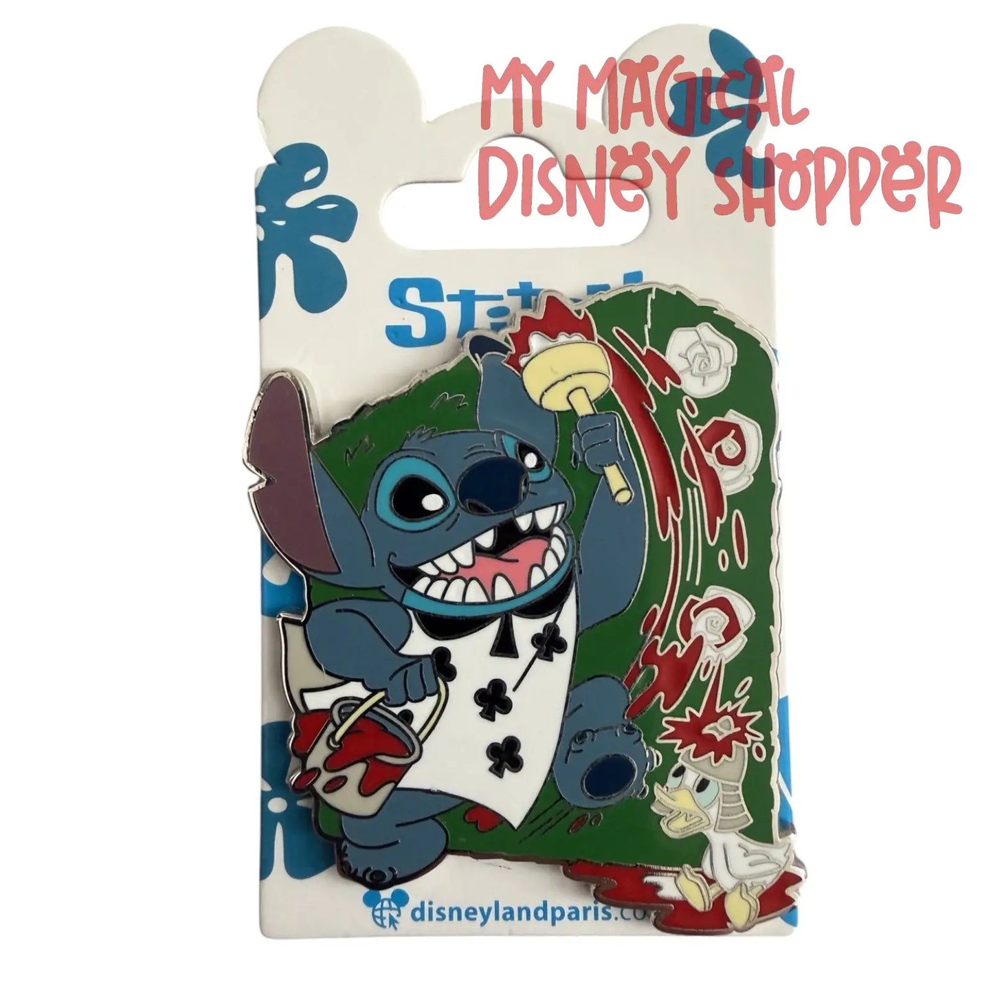 Disneyland Paris Stitch as Alice in Wonderland Card Soldier Pin