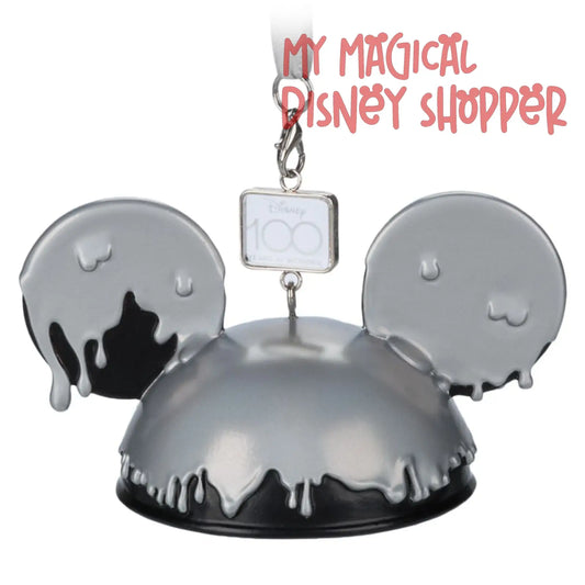 Dripping Platinum Mickey Ear Hat Ornament - Disney100