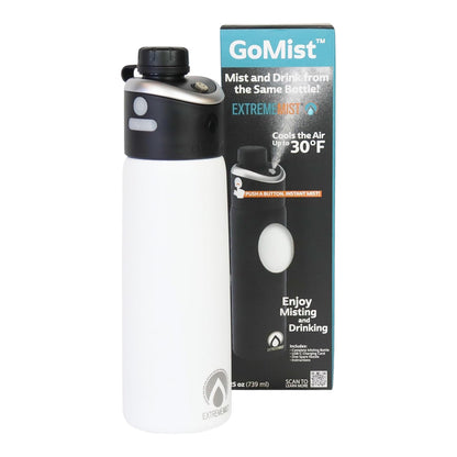 ExtremeMIST - GoMist Personal Mister & Drinking Bottle - Cooling Water Bottle with Easy-Drink Spout - Stainless-Steel Double Wall Insulation