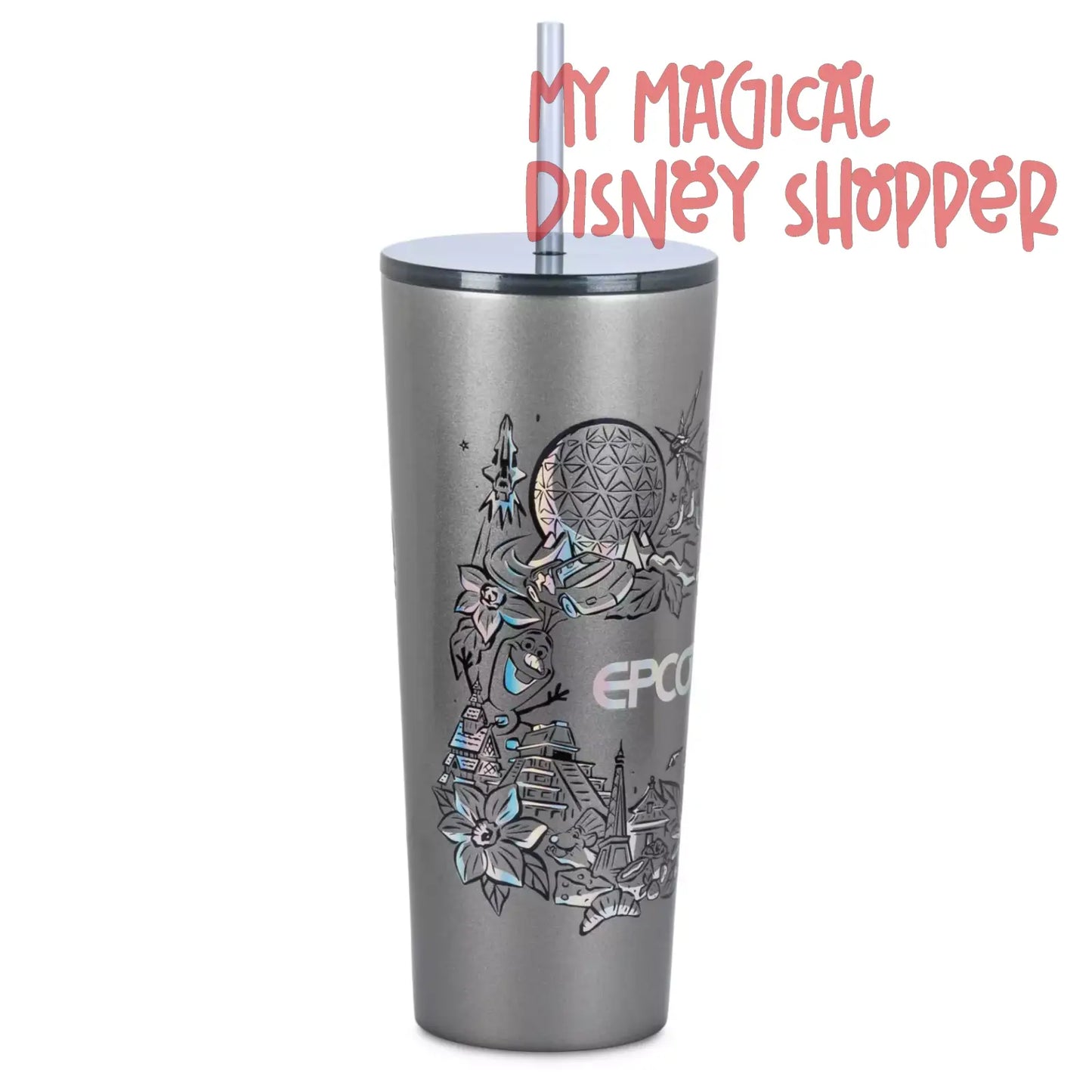 EPCOT Stainless Steel Starbucks Tumbler with Straw