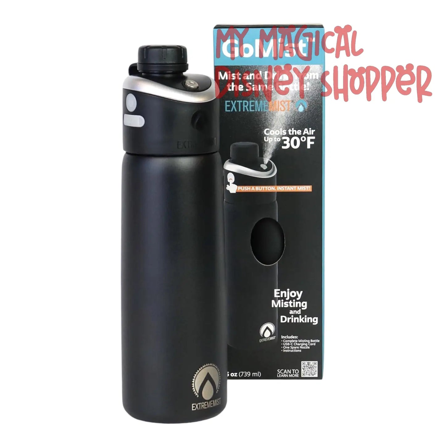 ExtremeMIST - GoMist Personal Mister & Drinking Bottle - Cooling Water Bottle with Easy-Drink Spout - Stainless-Steel Double Wall Insulation